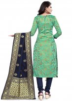 Astounding Banarasi Silk Weaving Churidar Suit