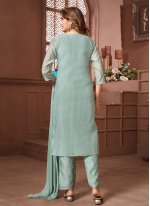 Astounding Blue Embroidered Chanderi Silk Readymade Salwar Suit