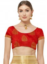 Astounding Cream and Red Ceremonial Traditional Saree