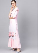 Astounding Pink Fancy Faux Crepe Readymade Suit
