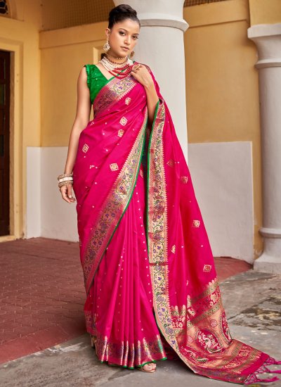 Astounding Weaving Rani Trendy Saree