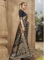 Attractive Banarasi Silk Black Weaving Designer Traditional Saree