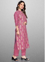 Attractive Blended Cotton Printed Pink Readymade Anarkali Salwar Suit