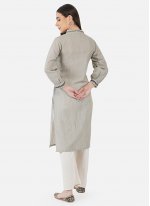 Attractive Grey Embroidered Casual Kurti