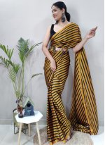 Attractive Silk Black and Gold Trendy Saree