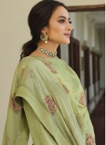 Attractive Silk Green Embroidered Designer Palazzo Suit