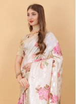 Attractive Silk Weaving Off White Classic Saree