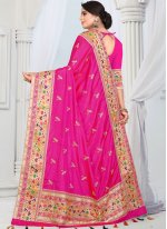 Auspicious Border Silk Hot Pink Designer Saree