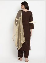 Auspicious Cotton Brown Designer Salwar Suit