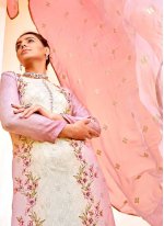 Auspicious Embroidered Pink Pant Style Suit 