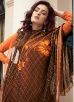 Auspicious Orange Handwork Silk Salwar Kameez