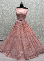 Awesome Net Diamond Pink Designer A Line Lehenga Choli