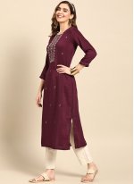 Awesome Purple Embroidered Party Wear Kurti