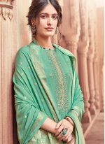 Awesome Teal Embroidered Viscose Trendy Salwar Suit
