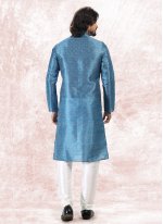 Banarasi Jacquard Blue Fancy Kurta Pyjama