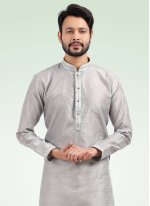 Banarasi Jacquard Fancy Grey Kurta Pyjama