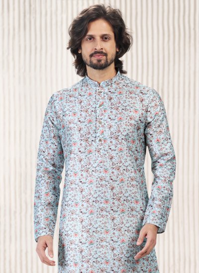 
                            Banarasi Jacquard Fancy Turquoise Kurta Pyjama
