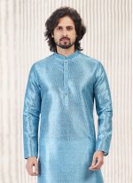 Banarasi Jacquard Kurta Pyjama in Aqua Blue
