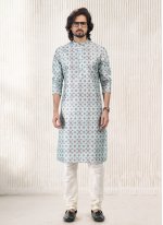 Banarasi Jacquard Turquoise Fancy Kurta Pyjama