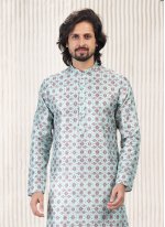 Banarasi Jacquard Turquoise Fancy Kurta Pyjama