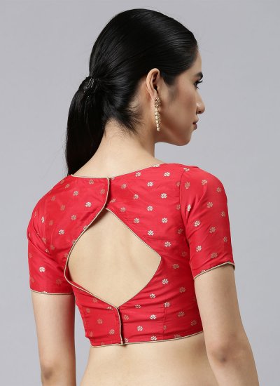 Banarasi Jacquard Weaving Red Designer Blouse