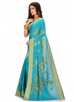 Banarasi Silk Aqua Blue Weaving Bollywood Saree