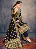 Banarasi Silk Black Weaving Pant Style Suit