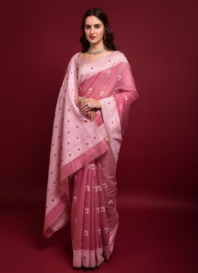 
                            Banarasi Silk Casual Saree in Pink
