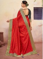 Banarasi Silk Contemporary Saree in Red