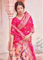 Banarasi Silk Designer Traditional Saree in Hot Pink