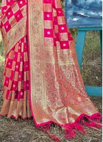 Banarasi Silk Fuchsia Designer Traditional Saree