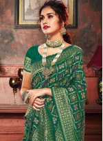 Banarasi Silk Green Weaving Classic Saree