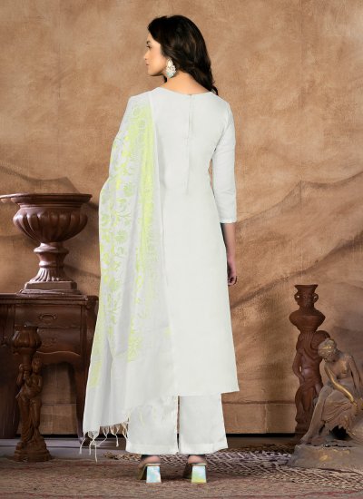 
                            Banarasi Silk Jacquard Work Off White Trendy Salwar Kameez