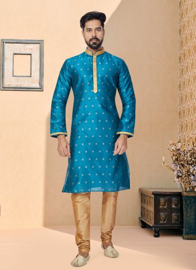 Banarasi Silk Kurta Pyjama in Blue