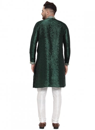 Banarasi Silk Kurta Pyjama in Green