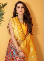 Banarasi Silk Lehenga Choli in Multi Colour and Yellow