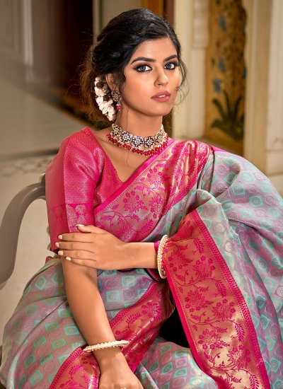 
                            Banarasi Silk Multi Colour Saree