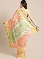 Banarasi Silk Peach Designer Traditional Saree