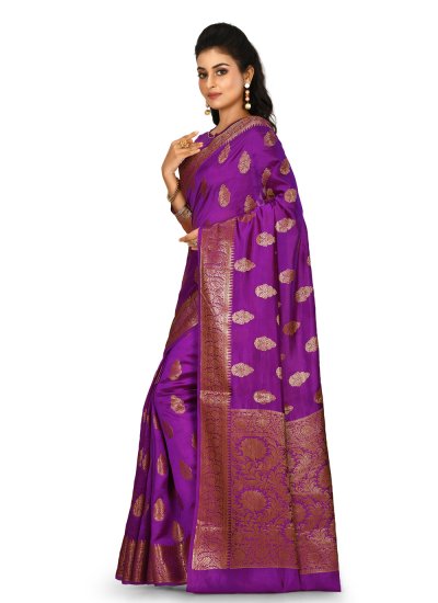 Banarasi Silk Pink Weaving Traditional Saree