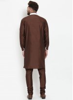 Banarasi Silk Plain Kurta Pyjama in Brown