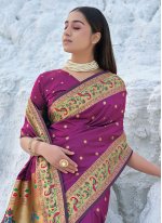 Banarasi Silk Purple Classic Designer Saree