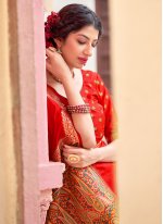 Banarasi Silk Red Weaving Designer Traditional Saree