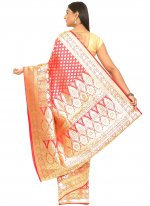 Banarasi Silk Red Woven Designer Traditional Saree