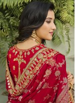 Banarasi Silk Resham Red Classic Designer Saree