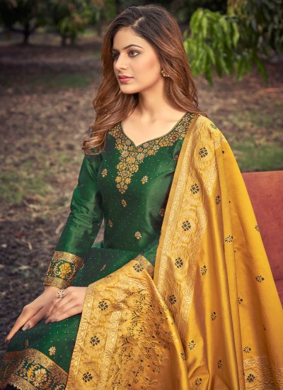 Banarasi Silk Salwar Suit in Green