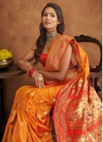 Banarasi Silk Saree in Orange