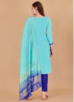 Banarasi Silk Sequins Turquoise Salwar Kameez