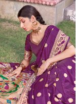 Banarasi Silk Traditional Designer Saree in Purple