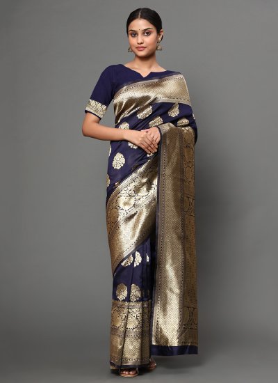 Banarasi Silk Traditional Saree in Navy Blue