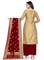 Banarasi Silk Weaving Beige Designer Palazzo Suit